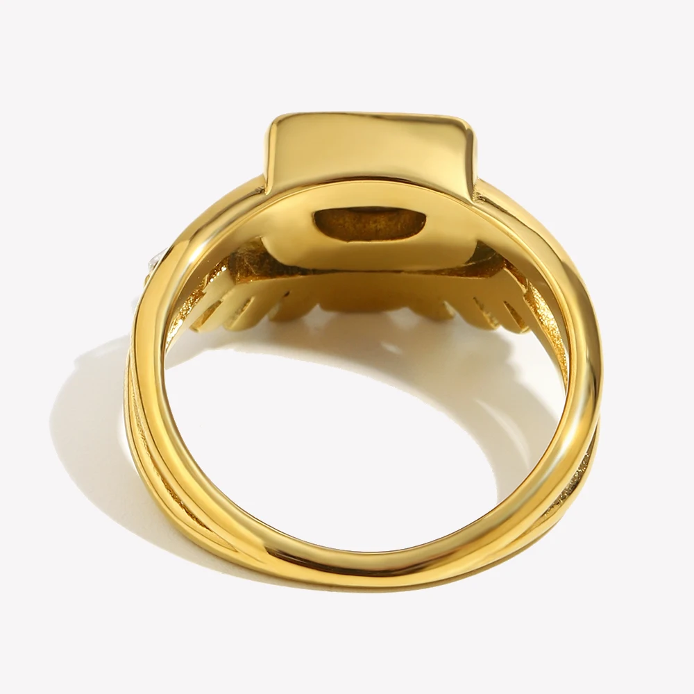 E.B.belle Edelstahl-Strass-Schmuck Eleganter Sonnenförmiger Ring Anlaufgeschützt Für Damen Geschenk Party – Detail 6