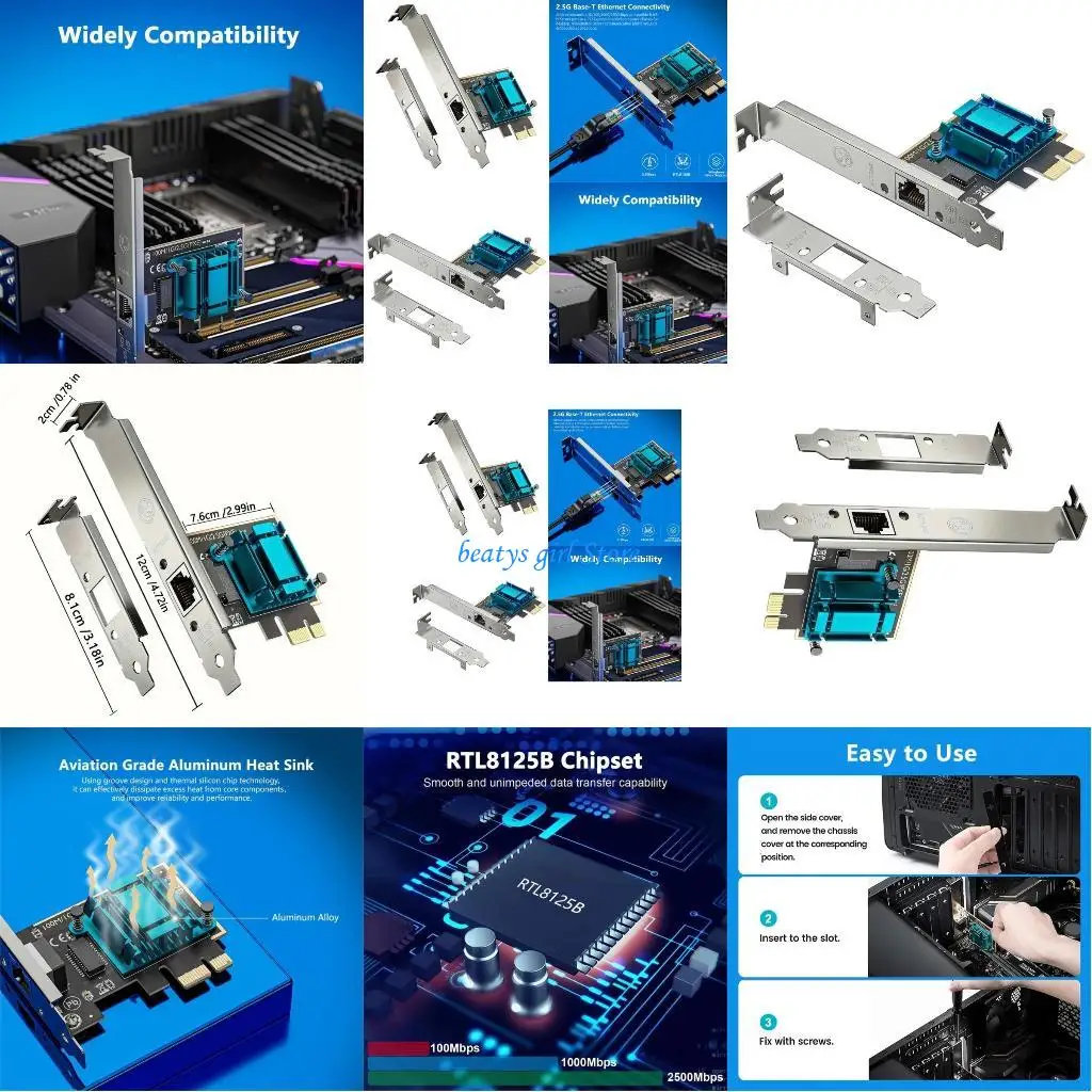 

C7AB Internet Speed Fast 2.5Gbps Base-T PCIe Networking Adapters Card for PC