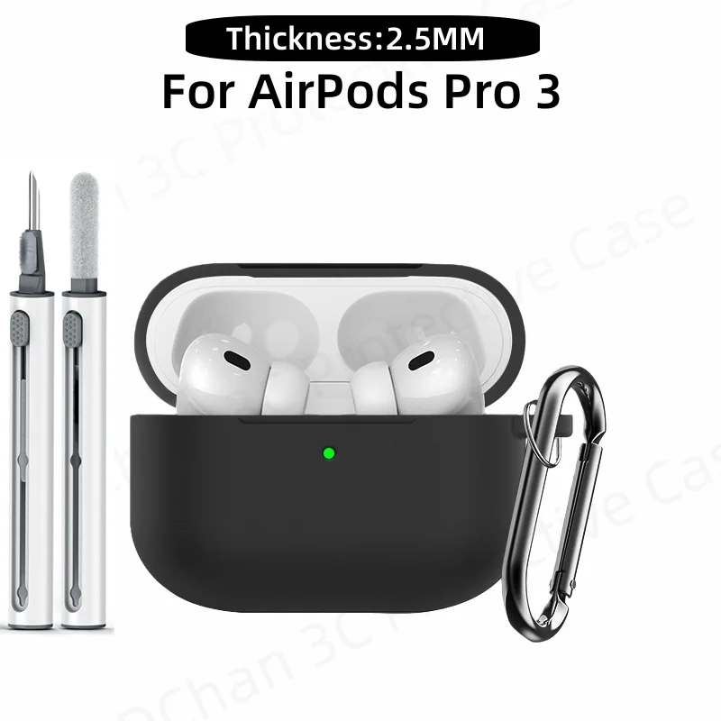 Image of Hülle für AirPods Pro 3 2025 aus weichem Silikon mit Schlüsselanhänger und Reinigungsset, Schutzhülle für Frauen, Apple AirPods Pro 3. Generation.