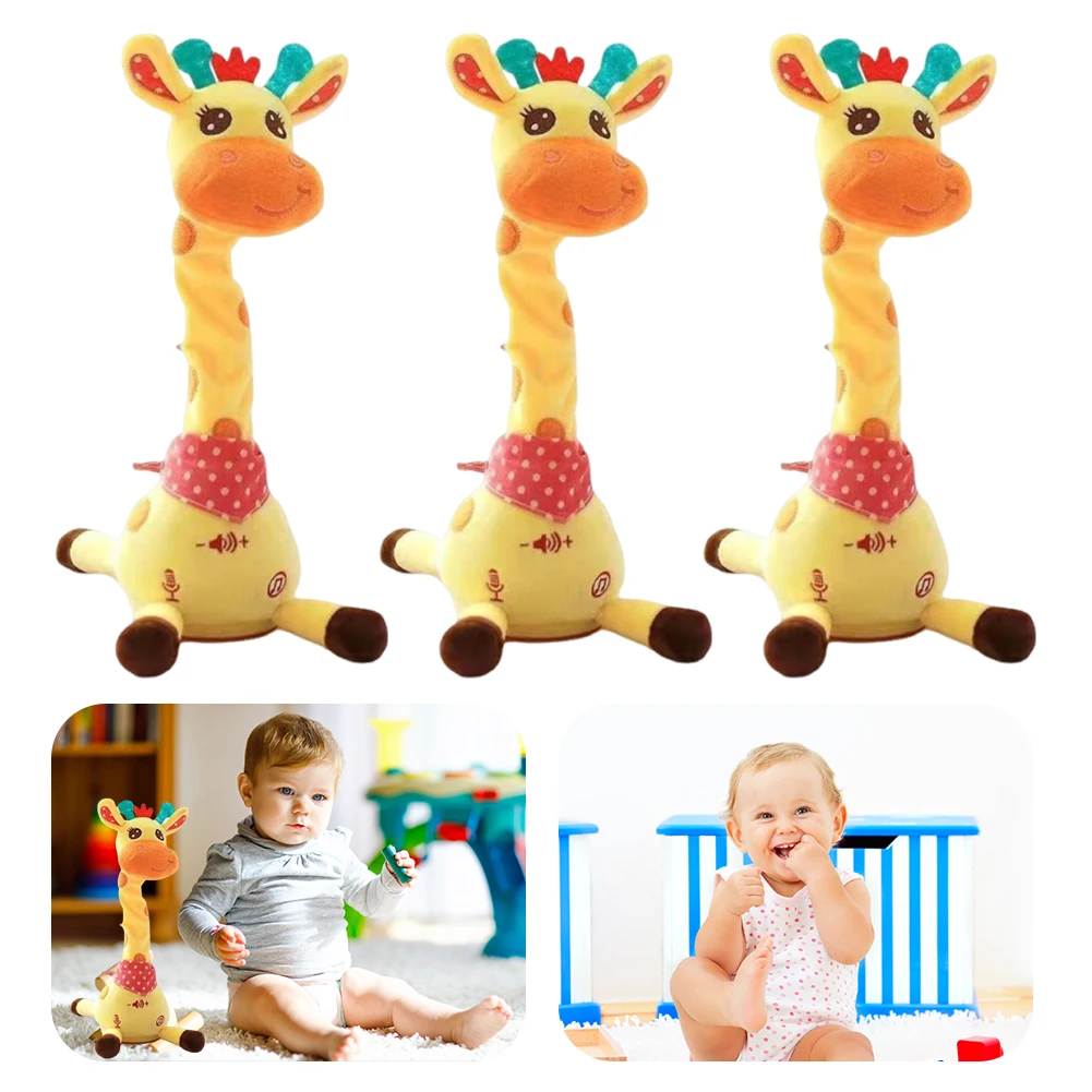 Morbidi giocattoli di peluche con giraffa Ripeti quello che dice Bella giraffa di peluche oscillante Volume regolabile Illumina la giraffa Giocattolo regalo per i bambini