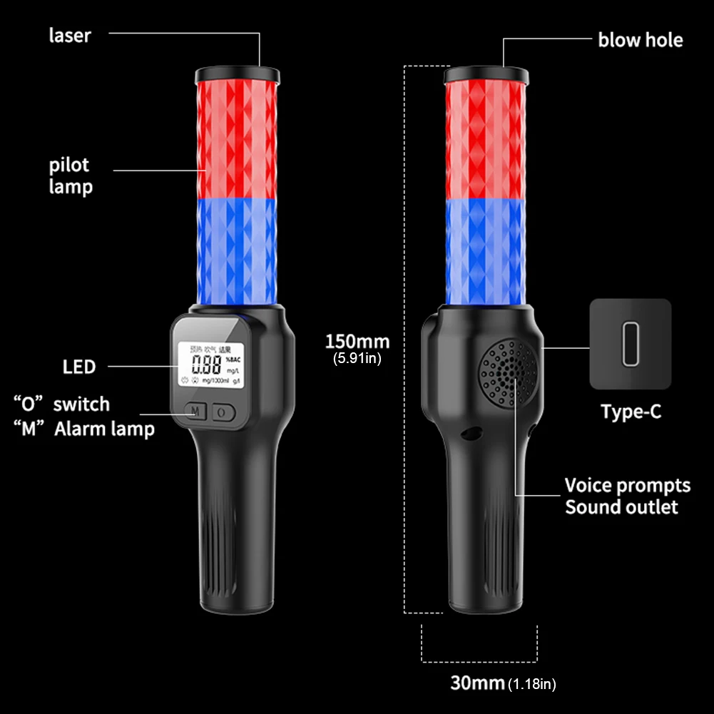 المهنية الرقمية الكحول إنذار الصوت والضوء عالية الدقة جهاز اختبار شرب الكحوليات المرور المنزل التحقيق جهاز اختبار شرب الكحوليات