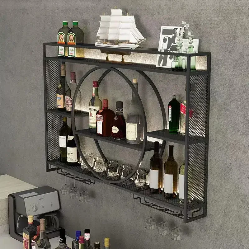 Mini estante de vino de pared europeo, mueble de cocina Industrial, interior, pequeño, moderno, para sala de estar, Club, vitrina, Bar, hogar