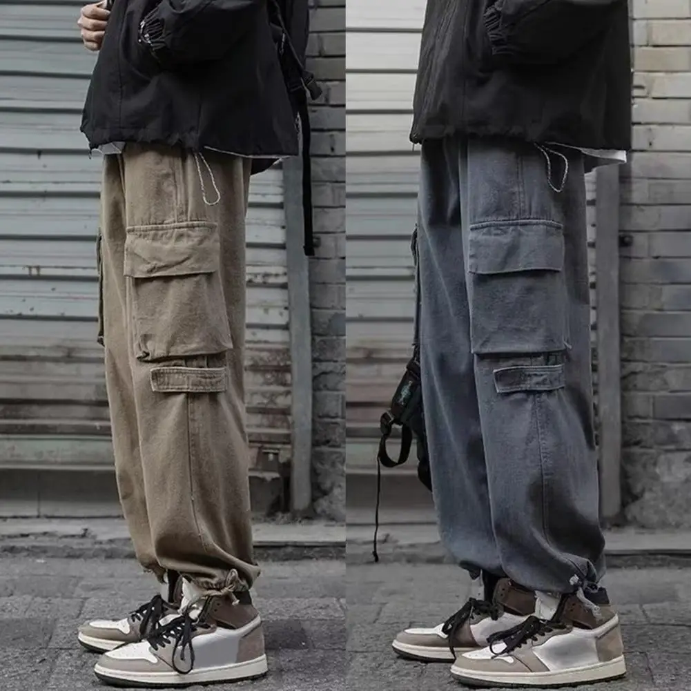 Pantaloni da uomo pantaloni Cargo Streetwear retrò con tasche Multiple cavallo per uomo pantaloni comodi e traspiranti larghi