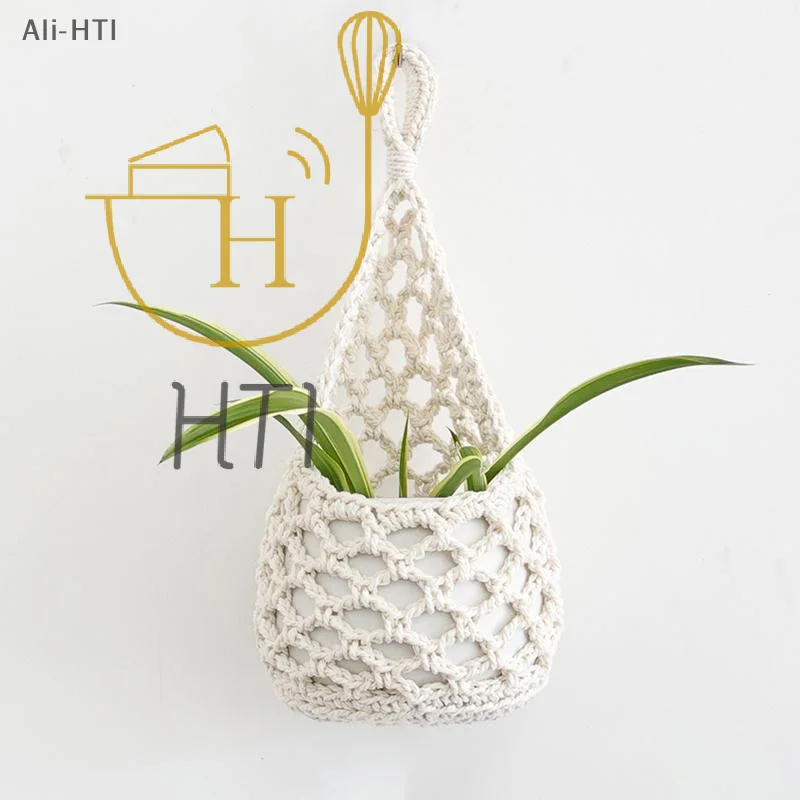 Handwoven Boho Macrame Plant Hanger Basket Cotton Rope for Succulents & Small Potted Plants Home Wall Hanging Decor