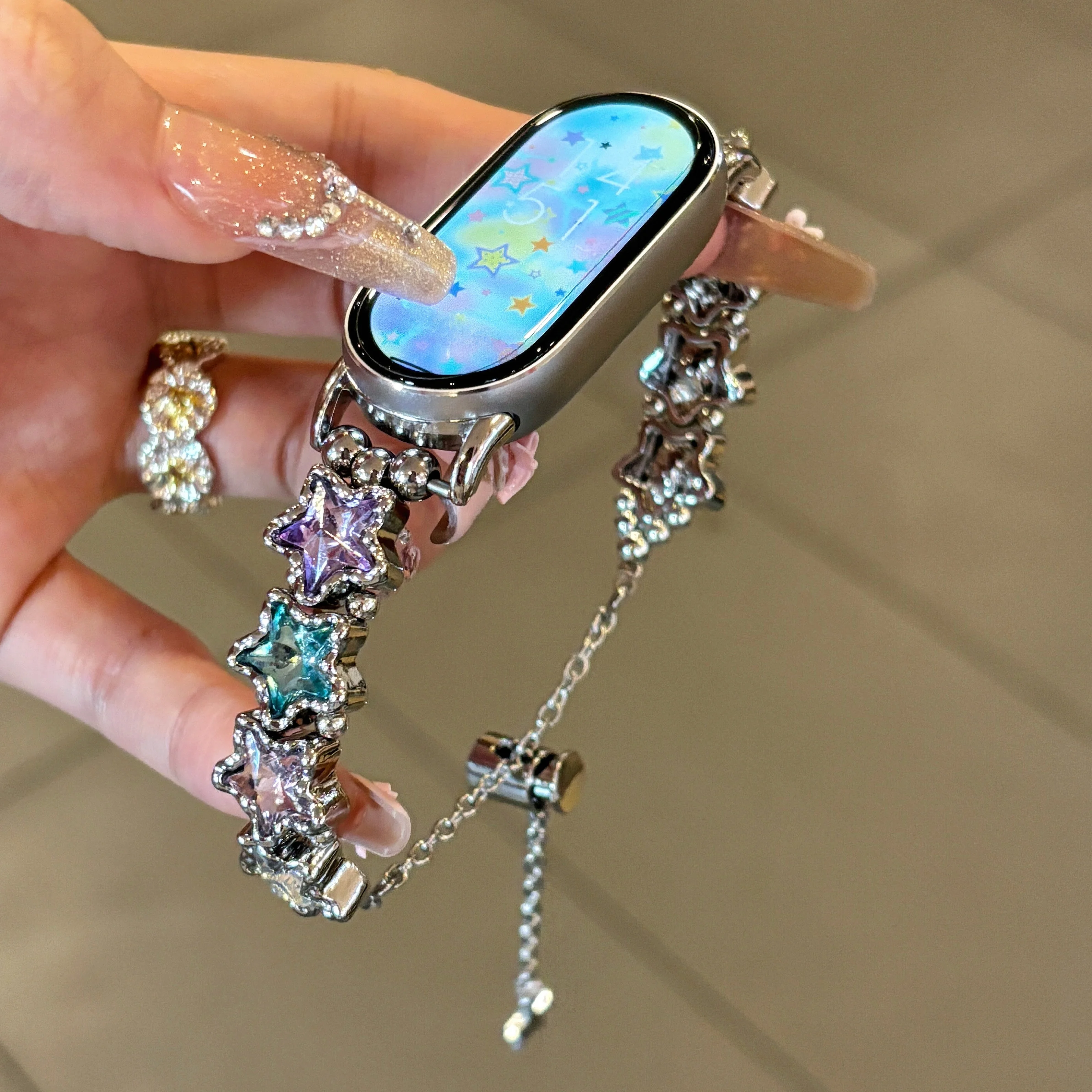 

Colorful bright diamond star strap suitable Xiaomi Band 8Pro/9Pro，For Mi band 3/4/5/6/7，8/8NFC/9/9NFC/10/10NFC，For Redmi Watch5/