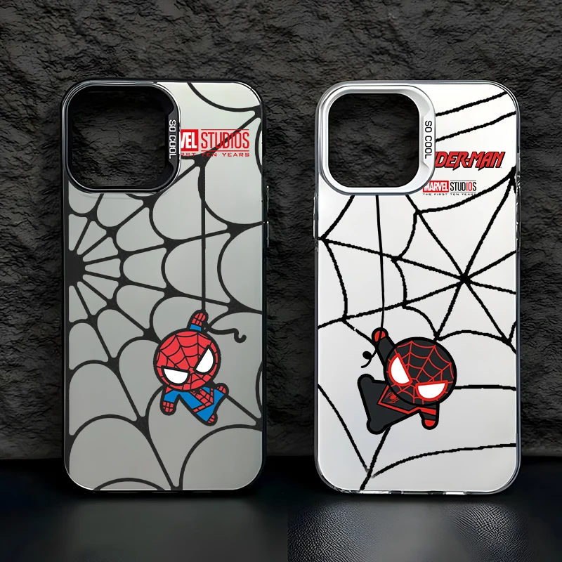 

Marvel SpiderMan Cool For Apple iPhone 15 14 13 12 11 XS XR X Pro Max Plus Colorful Silver Funda Phone Case