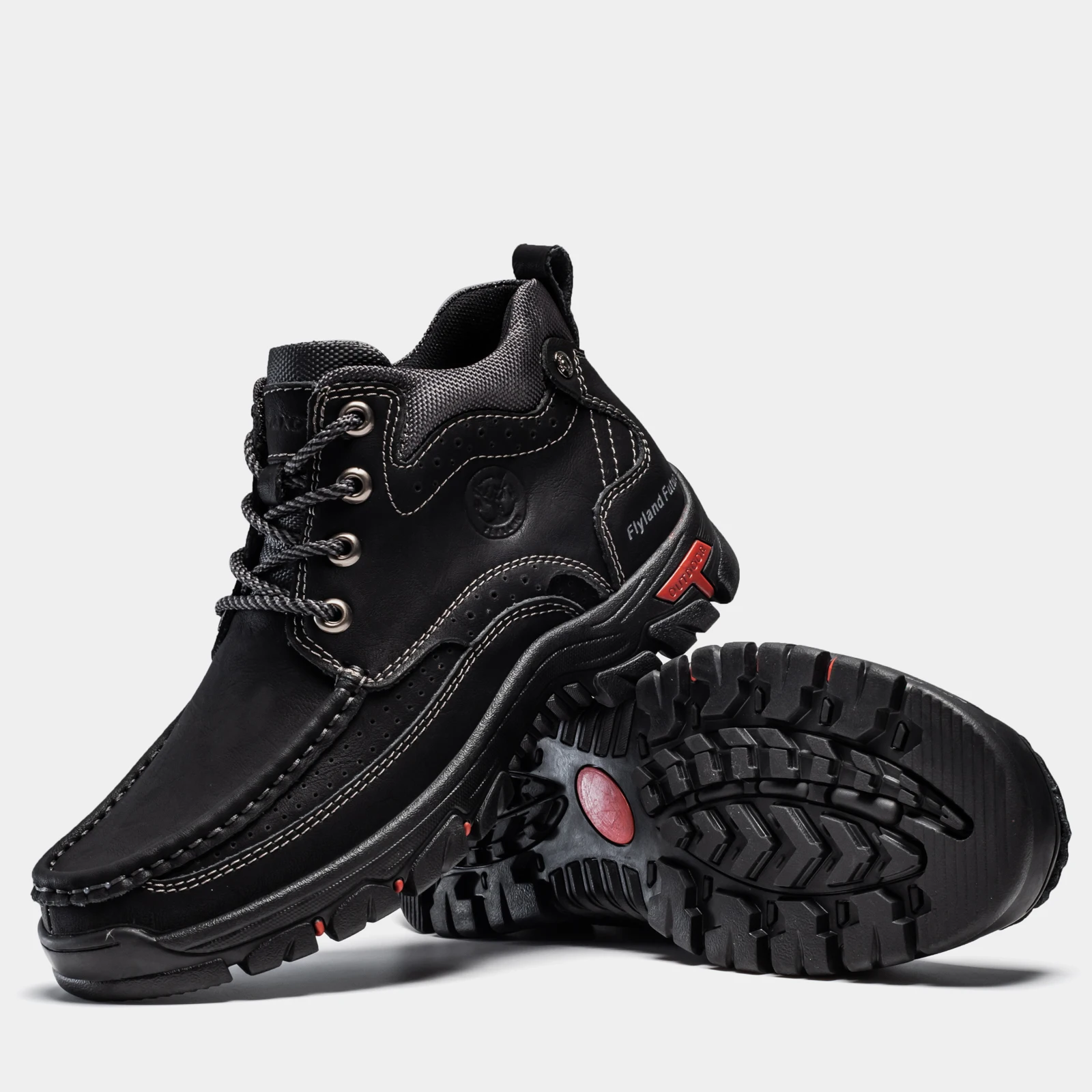 Flyland Mens 48 US 13 Black Leather Chukka Boots Outdoor Hiking Casual Normcore Amazon.com | FLYLAND Men main image 2