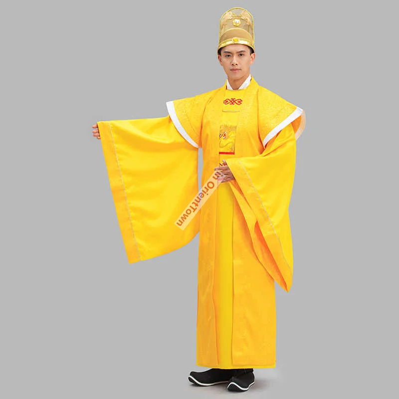 China Tang Dynasty Emperor Costume Li Shimin Performance Yellow Robe Film TV Movie Drama Xi'an Ancient City Royal Dragon Gown view 3
