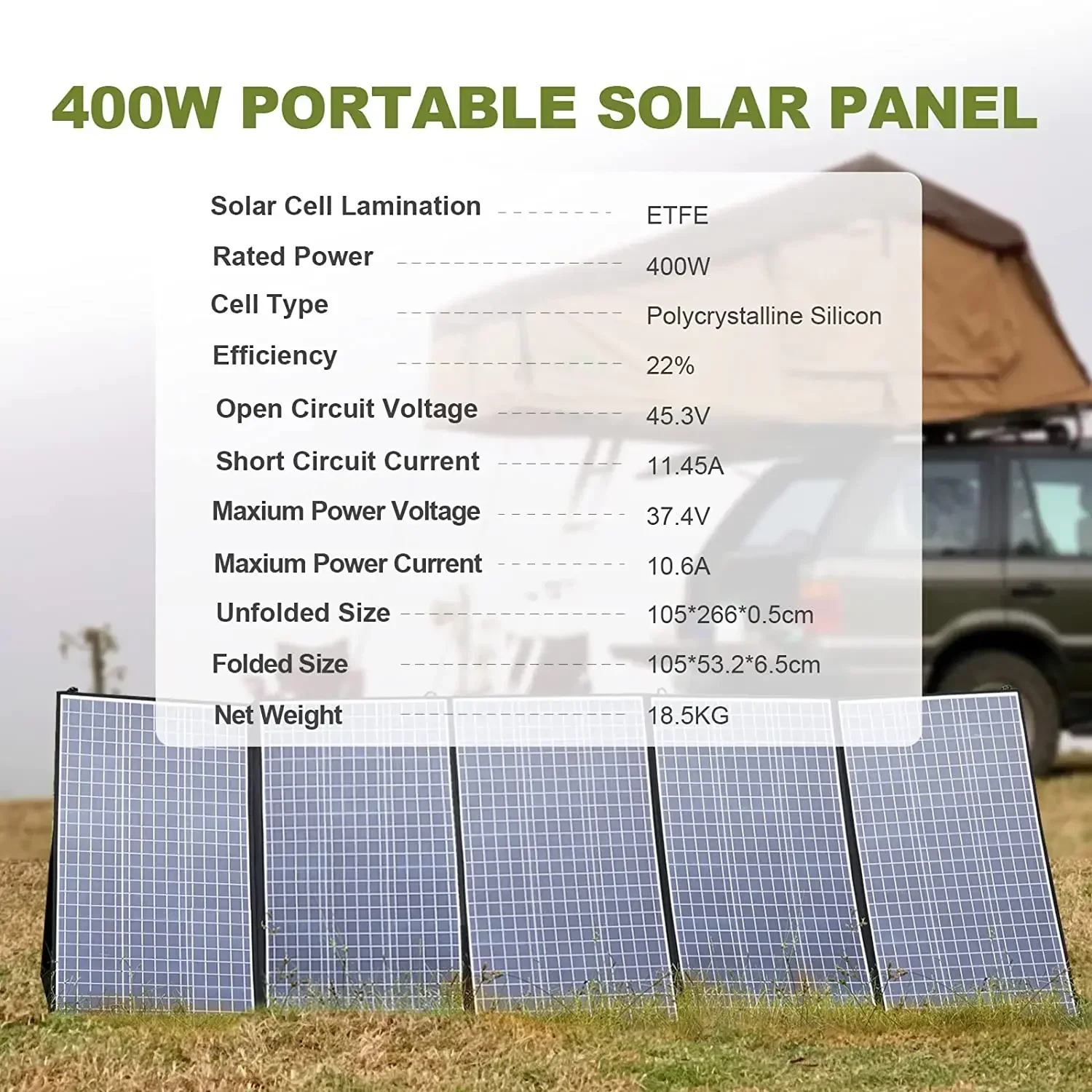 Foldable Solar Panel 400W / 200W / 140W / 100W / 60W Solar Charger with Solar Output for Power Station