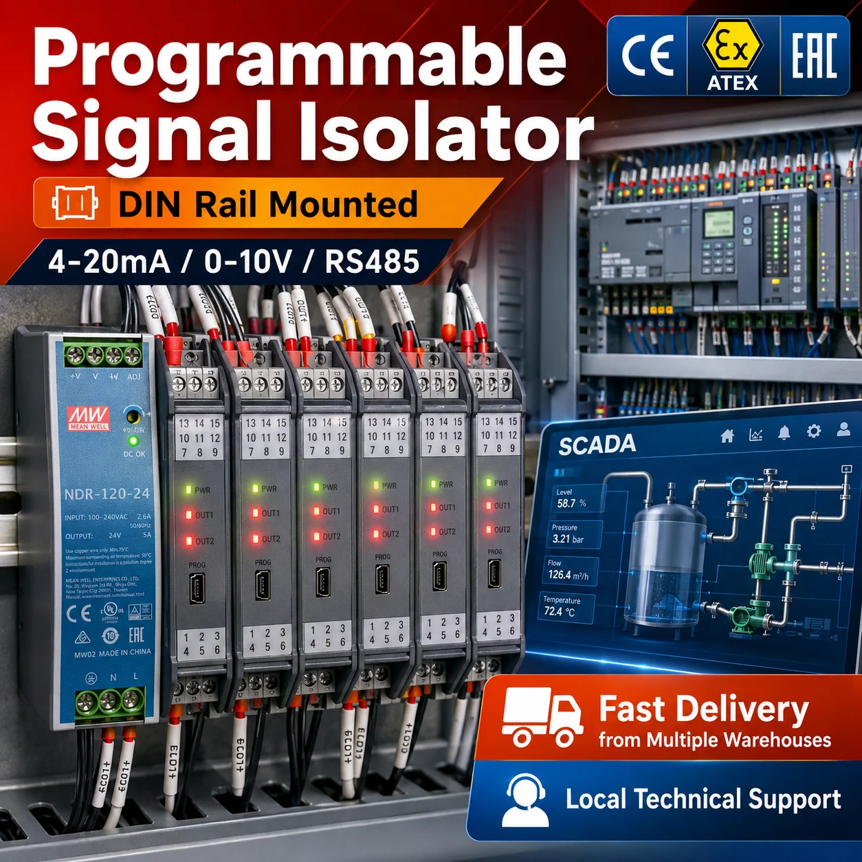 Signal Isolator Signal Conditioners Converter 4-20mA 0-10V 5V RS485 Current Voltage transducer Distributor Signal Conditioner
