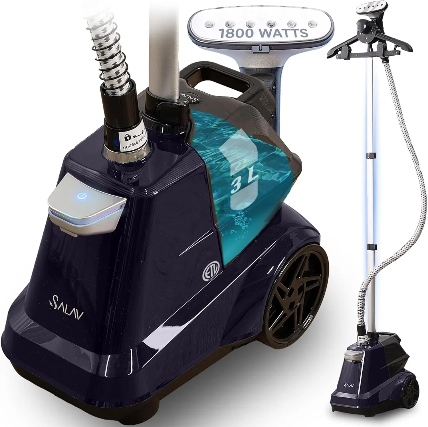 

Heavy Duty Commercial Garment Steamer with Foot Pedals, Large 3L Water Tank, 1800W Powerful Steam in Navy
