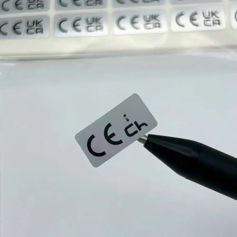 Durable Matte Silver Industrial Labels For Electronic Goods Compliance Certification FCC UKCA EU Packaging Identification Signs