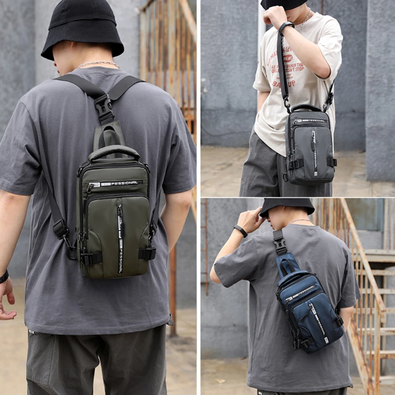 New Multifunction Crossbody Bag for Men Anti-theft Shoulder Messenger Bags Male Waterproof Charging USB Bag Casual Tote