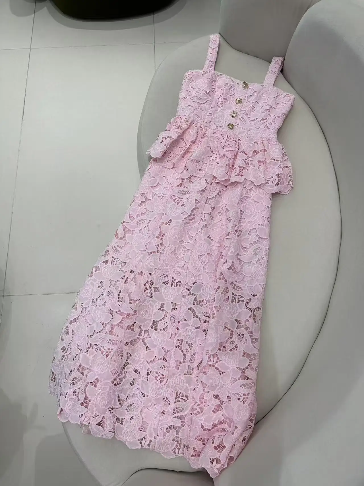 Robe élégante découpée en dentelle rose pour femmes, robes de soirée luxueuses pour femmes