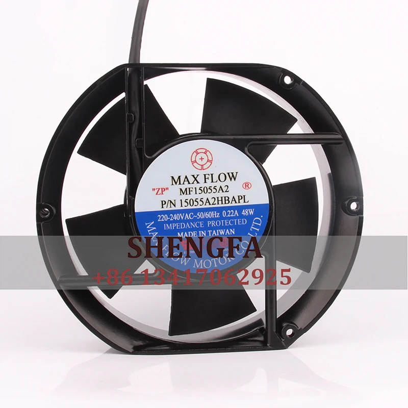 Ventilador axial industrial da ventilação da exaustão do fluxo, fluxo máximo, fã do caso, C.A. 220V, 0.22A, 48W, 15cm, 175x150x51mm, 15055A2HBAPL17251