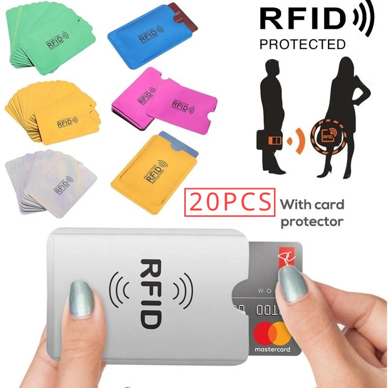 20Pcs Aluminum Anti Rfid Credit Card Holder Anti Reader Blocking Bank ID Card Bag Cover Protection