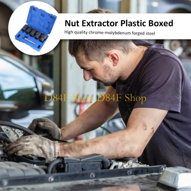 D84F 6Pcs Lug Nut Remover Wheel Lock Removal Extractor Set for Removing Damage