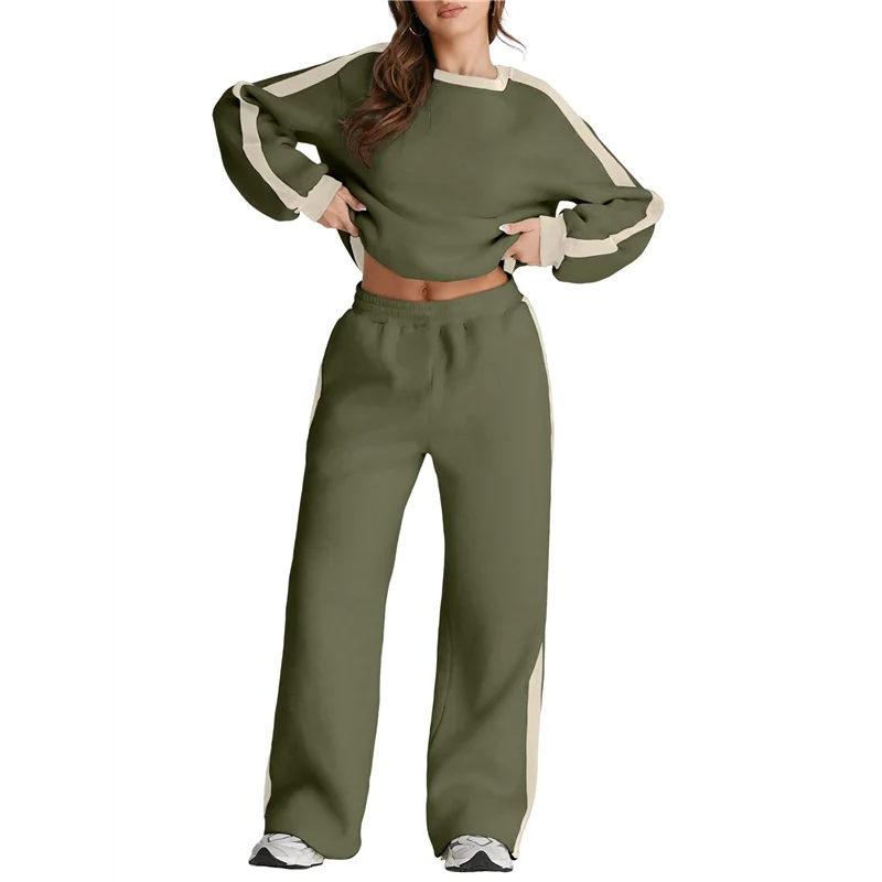 

ABRT-Женская одежда из двух предметов, спортивный костюм с цветными блоками, повседневные флисовые комплекты для отдыха