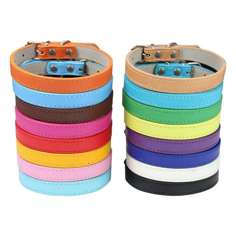 New Adjustable PU Colorful Pet Dog Collars Kitten Cat Collar Samll Dog Collar Chihuahua Accesorios Dog Leash Supplies