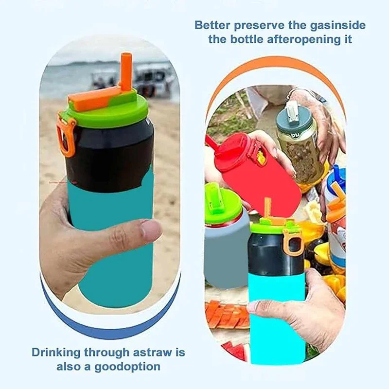 1/2/4pcs Soda Can Lids Silicone Straws Can Covers For Soda Bpa-free Reusable Jar Cap Accessories Fit Canned Beverage Beer Juice