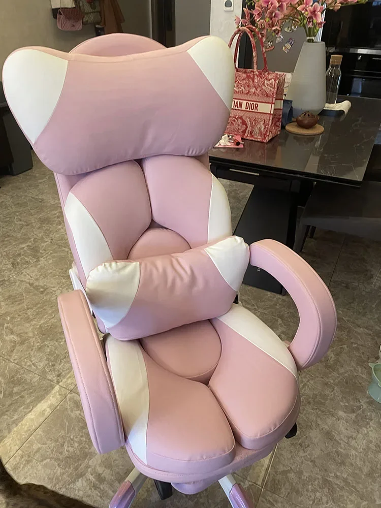 Pink GamingComputer Armchair Furniture Ergonomic Gamer Chair Office Chair Lovely Bedroom Home Lifting Swivel Shairs