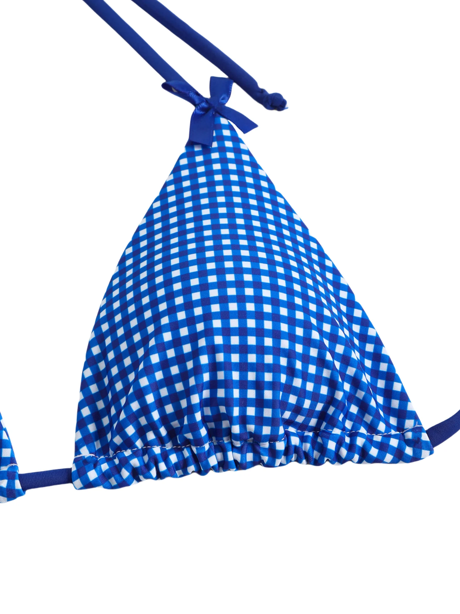 Feminino azul xadrez halter bikini conjunto gravata lateral sexy banho de duas peças maiô feminino tecido secagem rápida impressão beachwear 2025