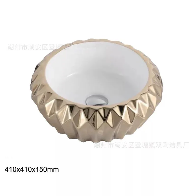 

Europe Vintage Style Hand Painting Art wash basin bathroom sinks Countertop hand painted ceramic wash basin golden