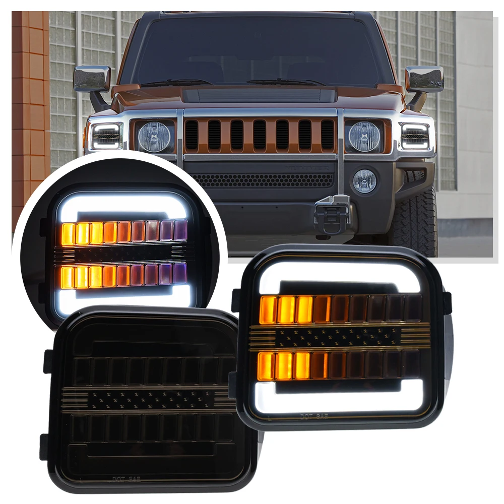 2PCS LED front corner light For Hummer H3 2006 2007 2008 2009 2010 2-In-1 swichback parking Light turn signal light CE E4