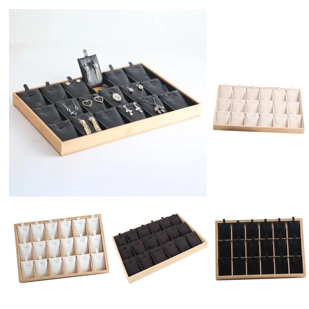 Wooden Pendant Necklace Showcase Jewelry Display Stand for Jewelry Accessories Organizer Tray for Dresser or Bedside Table