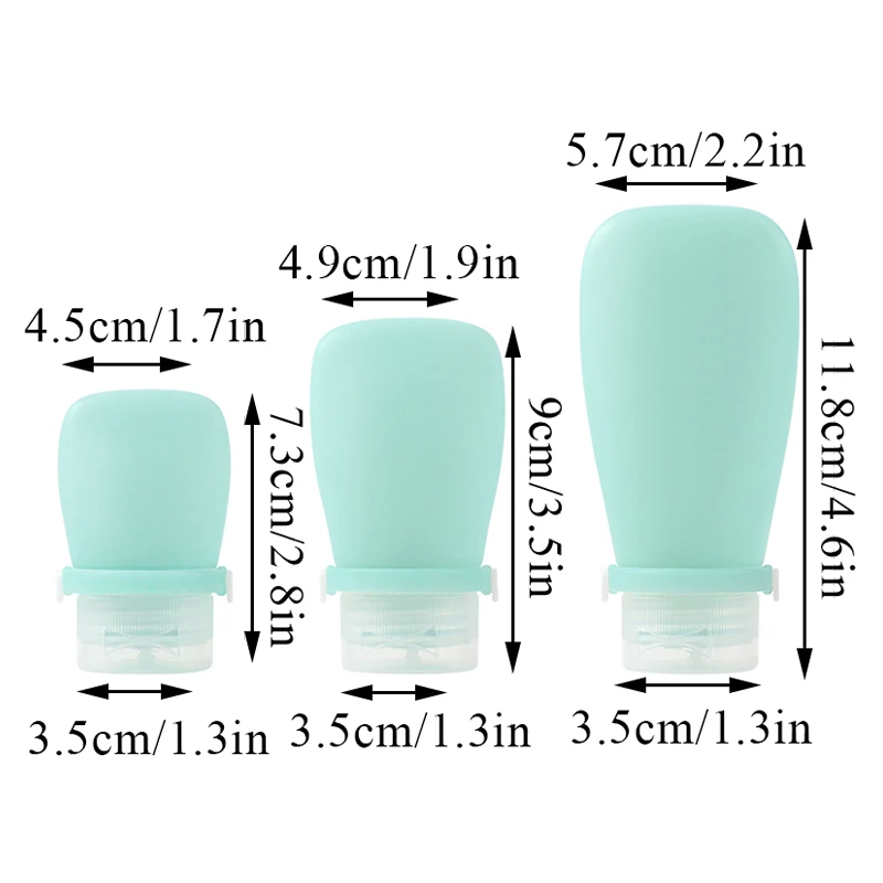 Botellas de viaje de silicona de 30ml/60ml/90ml, contenedores vacíos para apretar, botella rellenable a prueba de fugas para champú, acondicionador,