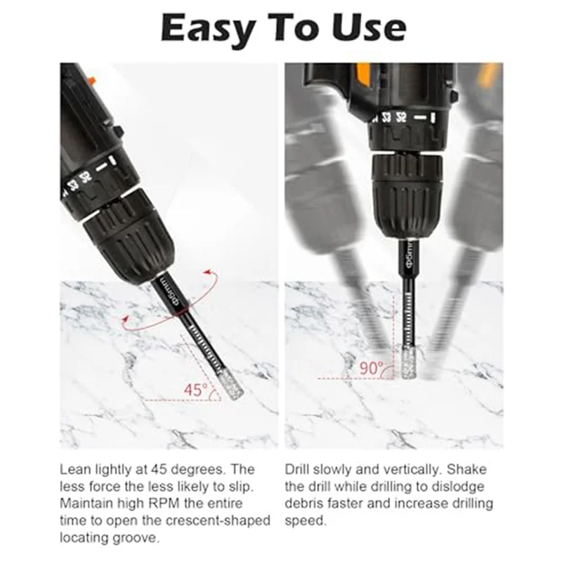 

10 Piece Dry Diamond Drill Bits Set For Tile Granitemarble Stone Hard Materials Black Metal