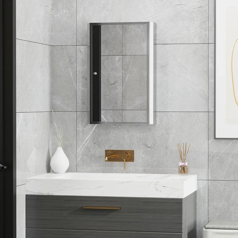 

Modern stainless steel frame bathroom mirror cabinet ceramic basin washbasin mirror cabinet with makeup mirror