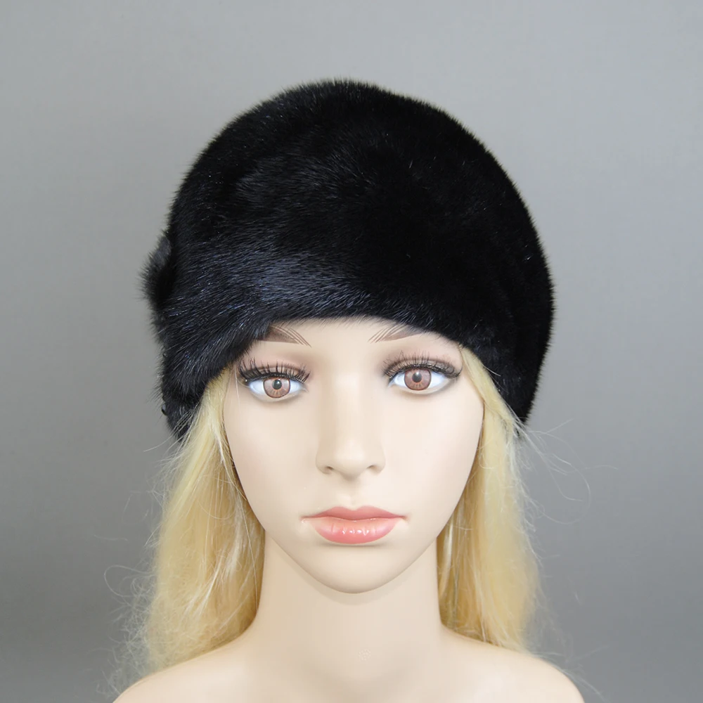 2025  Hot Sale Imported Full Fur Mink Fur Hat Women's Winter Authentic Fur Cap New Elegant Fashion Style Female Warm Earmuffs