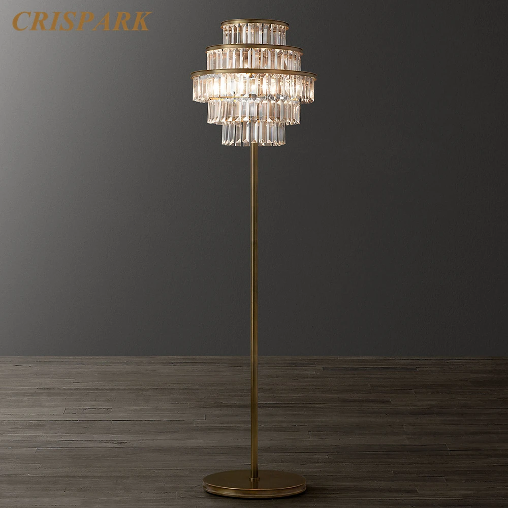 Crystal Floor Lamps for Bedroom Modern Corner Standing Lamp Alaine Table Light Clear Cristal Portia Home Desk Lighting Fixture