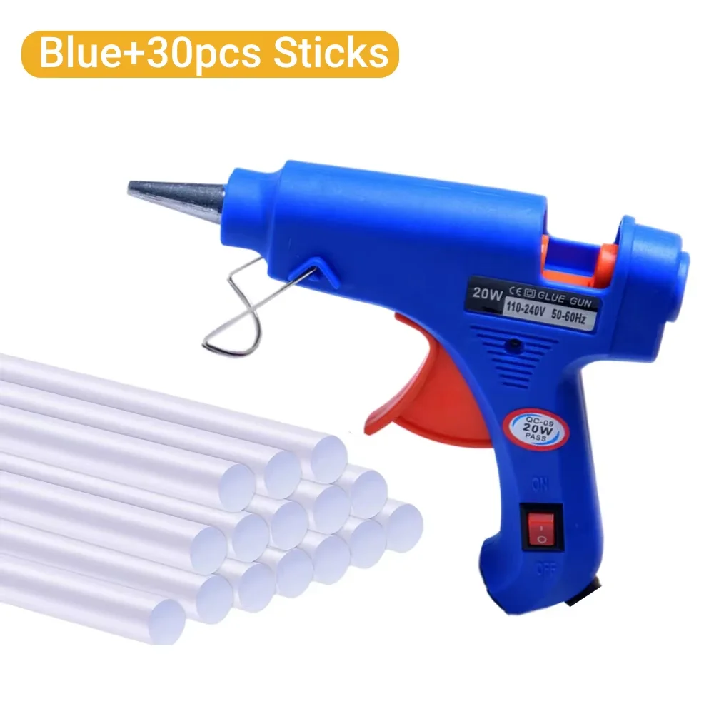 20W Hot Melt Lijmpistool DIY Mini Huishoudelijke Industriële Guns Warmte Temperatuur Thermo EU Elektrische Reparatie Tool Gebruik 7mm lijmsticks