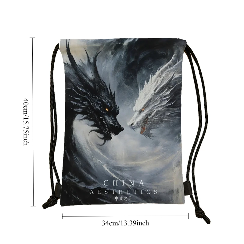 The Year of the Loong series Waterproof Drawcord Double Shoulder Backpack Basketball Cute Storage Bag High Appearance