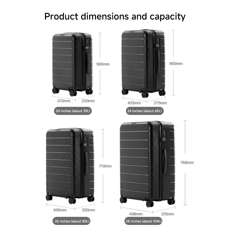 حقيبة Xiaomi Mijia ذات سعة كبيرة، حقيبة سفر مقاس 20 بوصة، صندوق الصعود، صندوق كلمة المرور، حقيبة الأمتعة