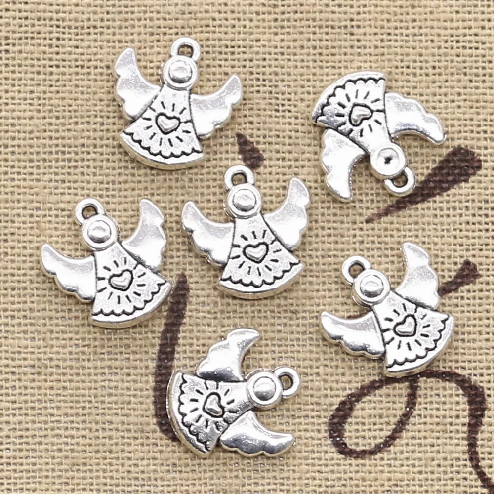 20 sztuk Charms piękny modlący się anioł 14x13mm antyczne srebro kolorowe wisiorki DIYCrafts dokonywanie ustaleń ręcznie robiona biżuteria tybetańska