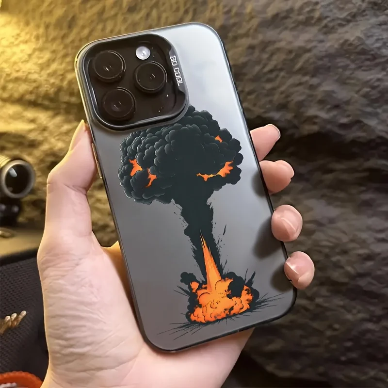 

Flame mushroom cloud phone case for iPhone 17 16 15 14 13 12 11 Pro/ Max/Plus shock-proof rear cover anti-fingerprint