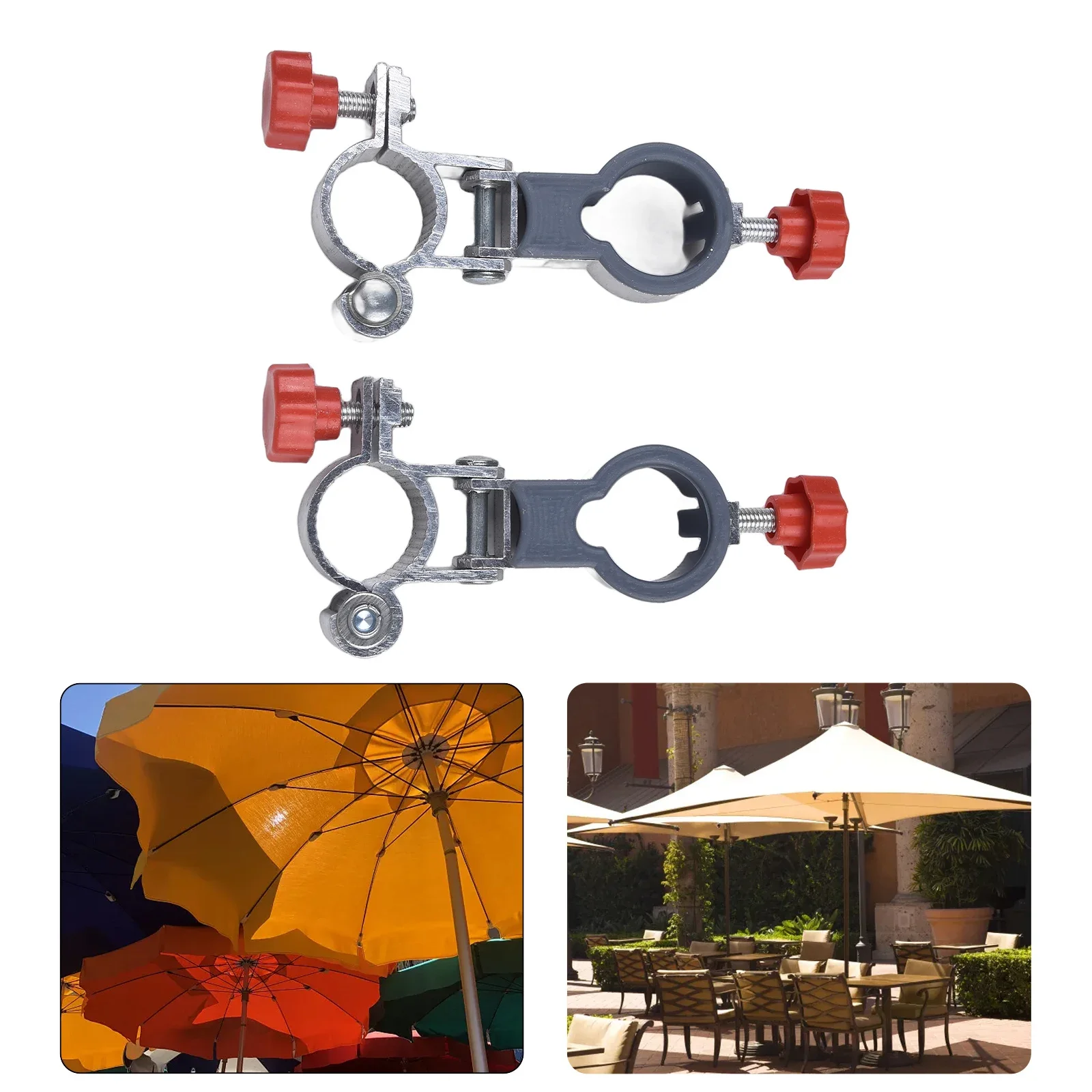 Aluminum Clip On Mount For Umbrella 2 Pcs For Garden Chair Parasol Support On Outdoor Patio Balcony Deck Applications