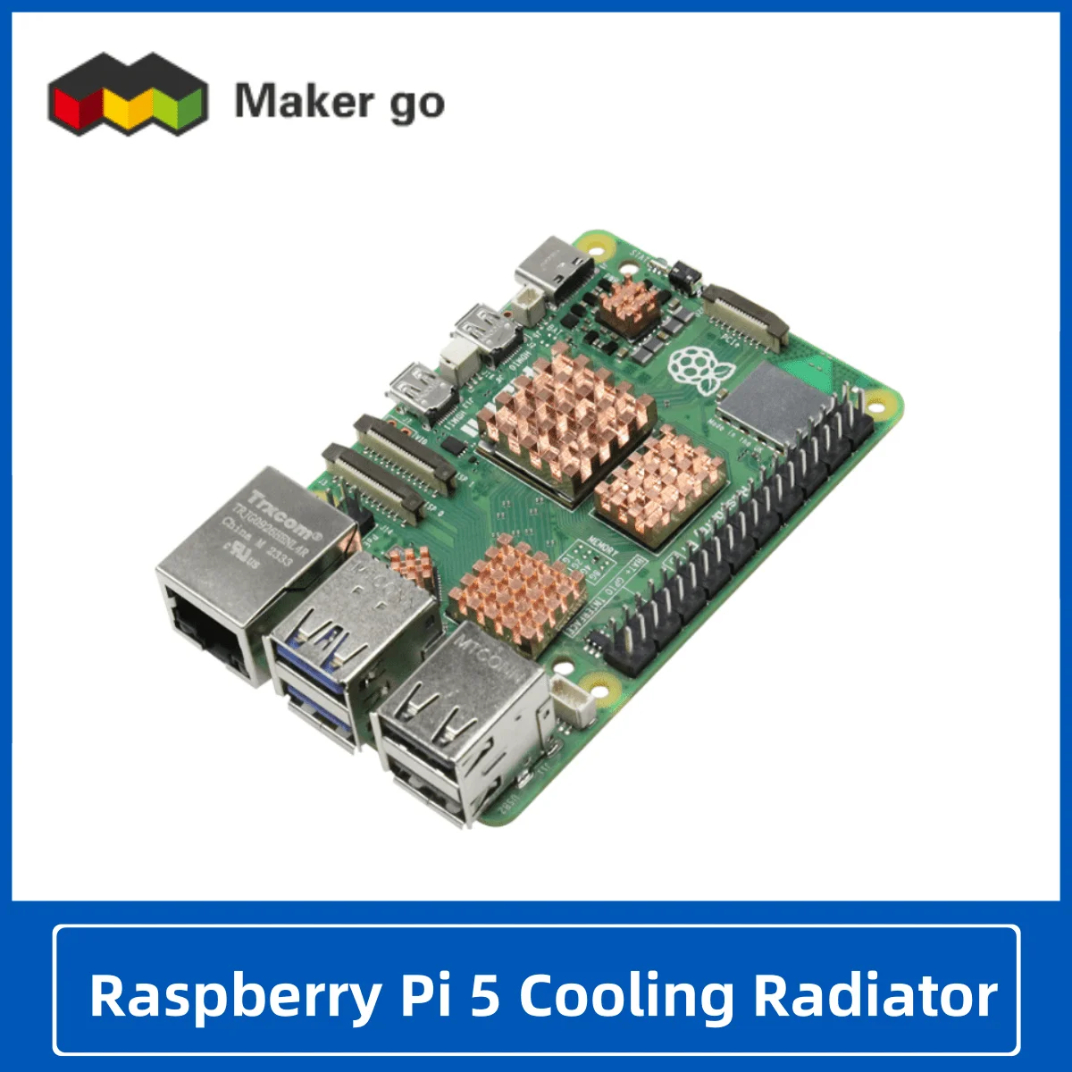 Raspberry Pi-Pure Copper dissipador de calor, CPU Cooling Radiator, Memory Chip, fita de dissipação, adesivo, 5ª Geração