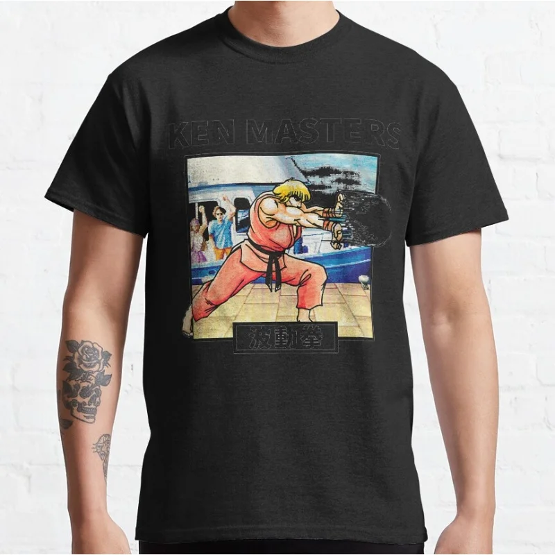 

Ken Masters Ha-do-ken 80s Combat Street fighter Gift t shirt Retro Arcade game Graphic Tee Y2K Clothes Large size Tops
