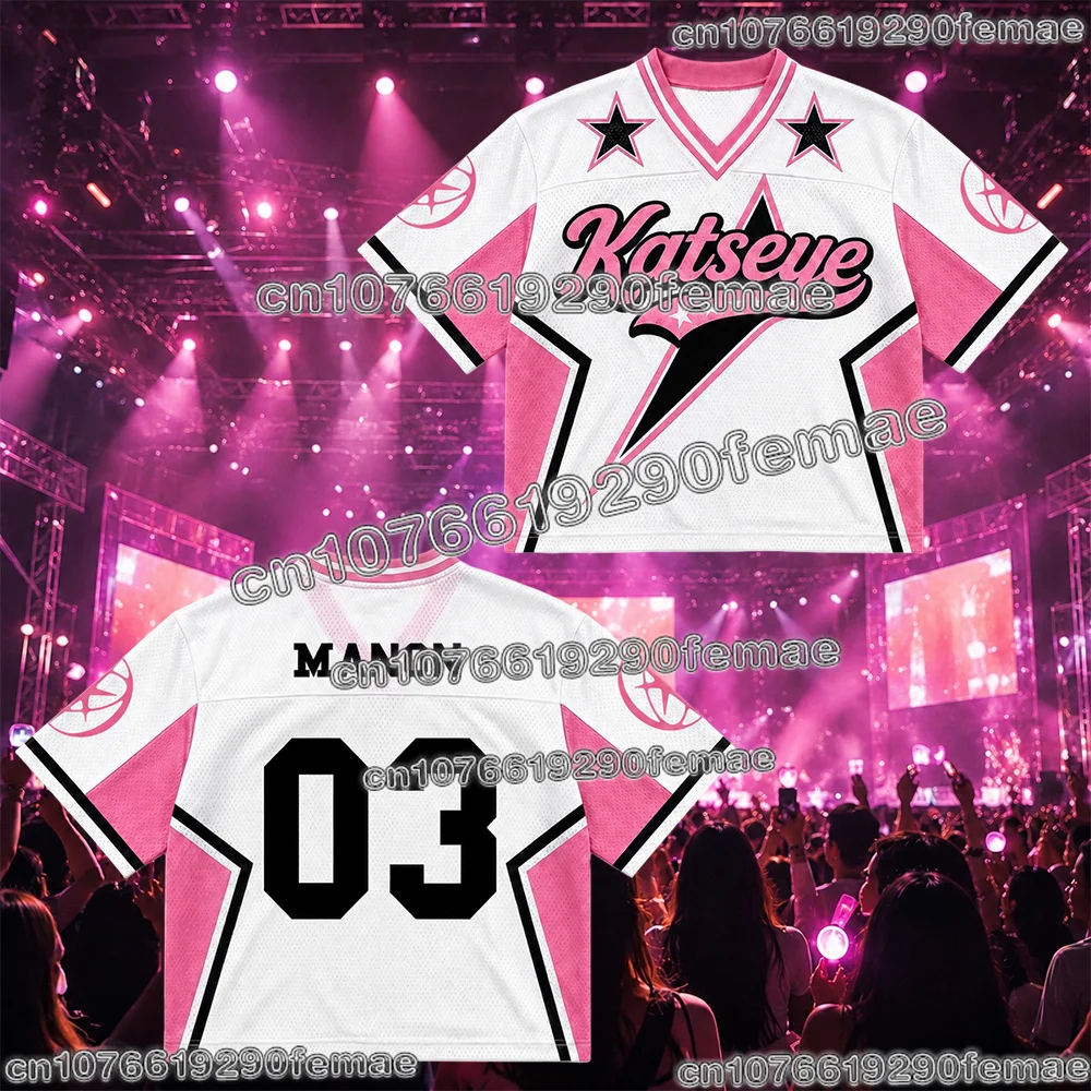 New KATSEYE Concert Jersey Fan T Shirt Kpop Summer Fashion Streetwear Casual Short Sleeve Fan Gift Kids Adults Men Women Unisex