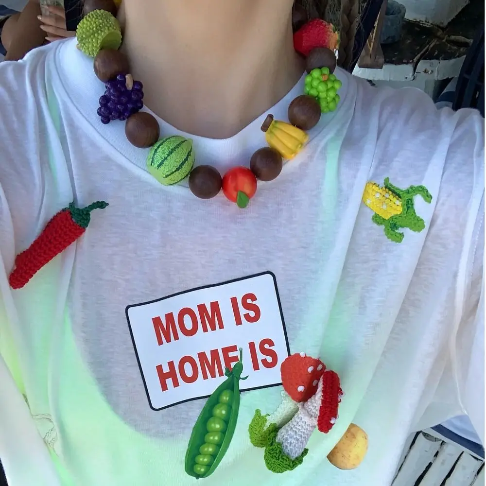 

Handmade Fresh Fruit Necklace Minority Design Korean Style Wooden Bead Necklace Eye-catching Jewelry Accessories