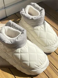 Msfilia Women's Plus Size Snow Boots Casual Short Tube Sponge Cake Thick Heel Fleece Fur Cotton Boot Waterproof Shoes