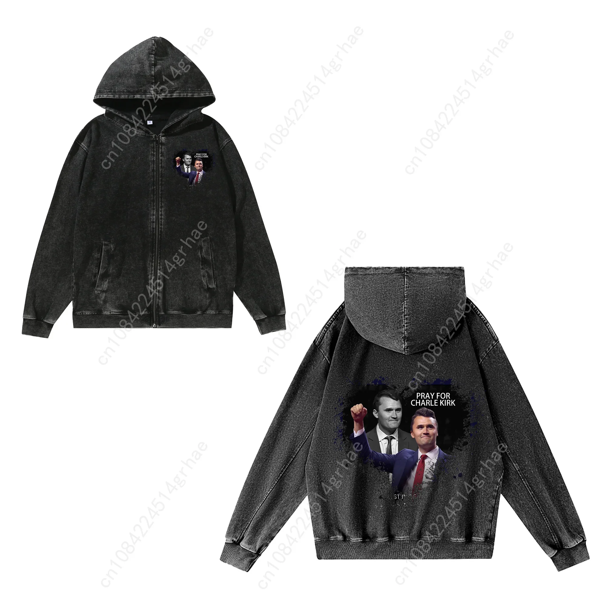 True Patriot Charlie Kirk Zipper Sweatshirts Mens Womans Retro Hoodies Vintage Pullover Sweat Shirt With Pocket Customized Tops