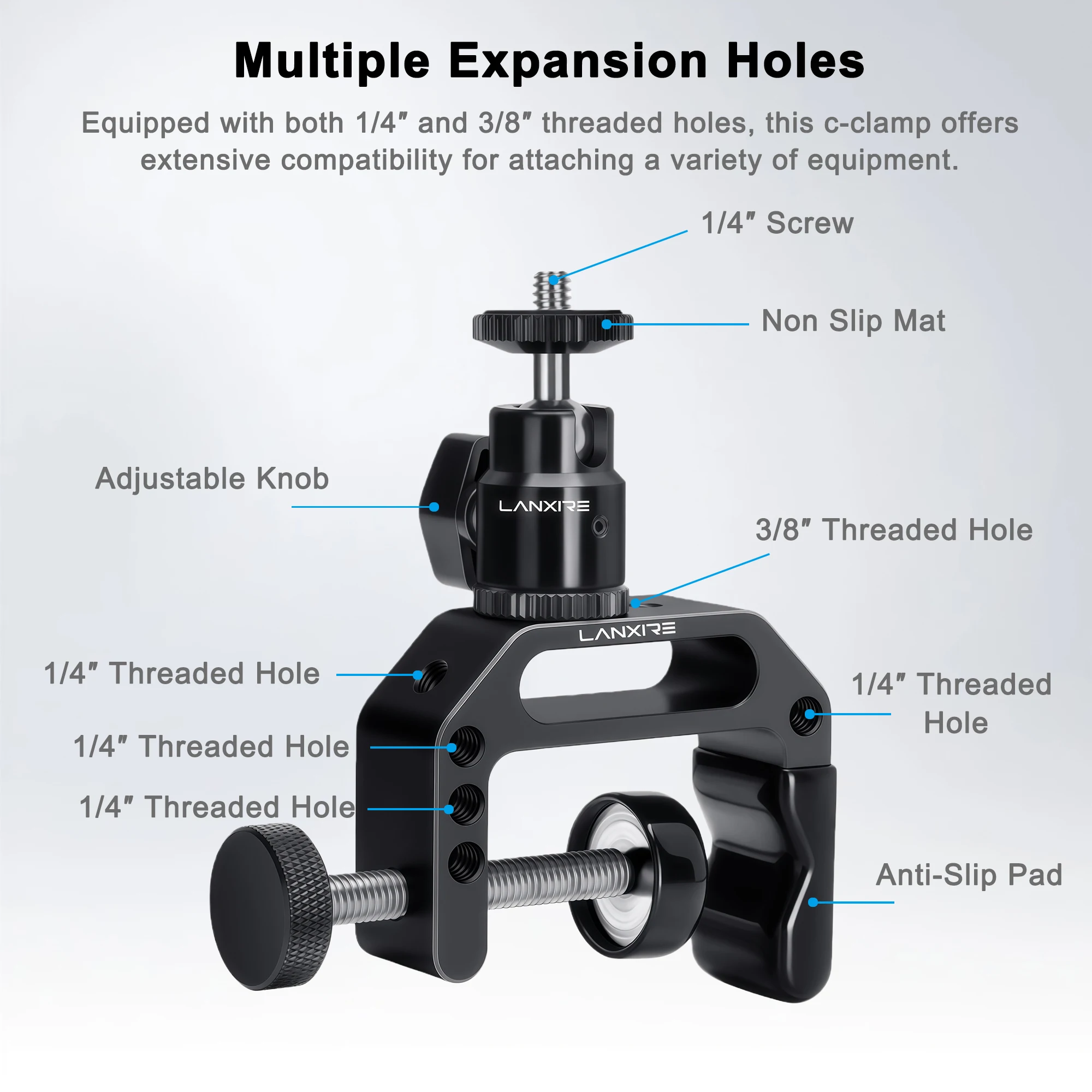 Lanxire C Clamp Camera Mount Clamp with 1/4\