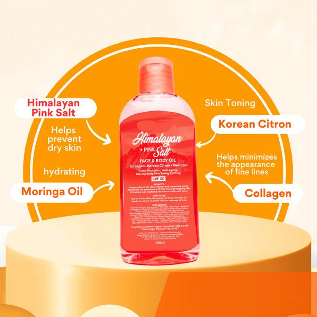 Body Massage Oil with Pink Salt Balances Skin Suitable for Daily Body Massage Hydration and Skin Balance Care Needs