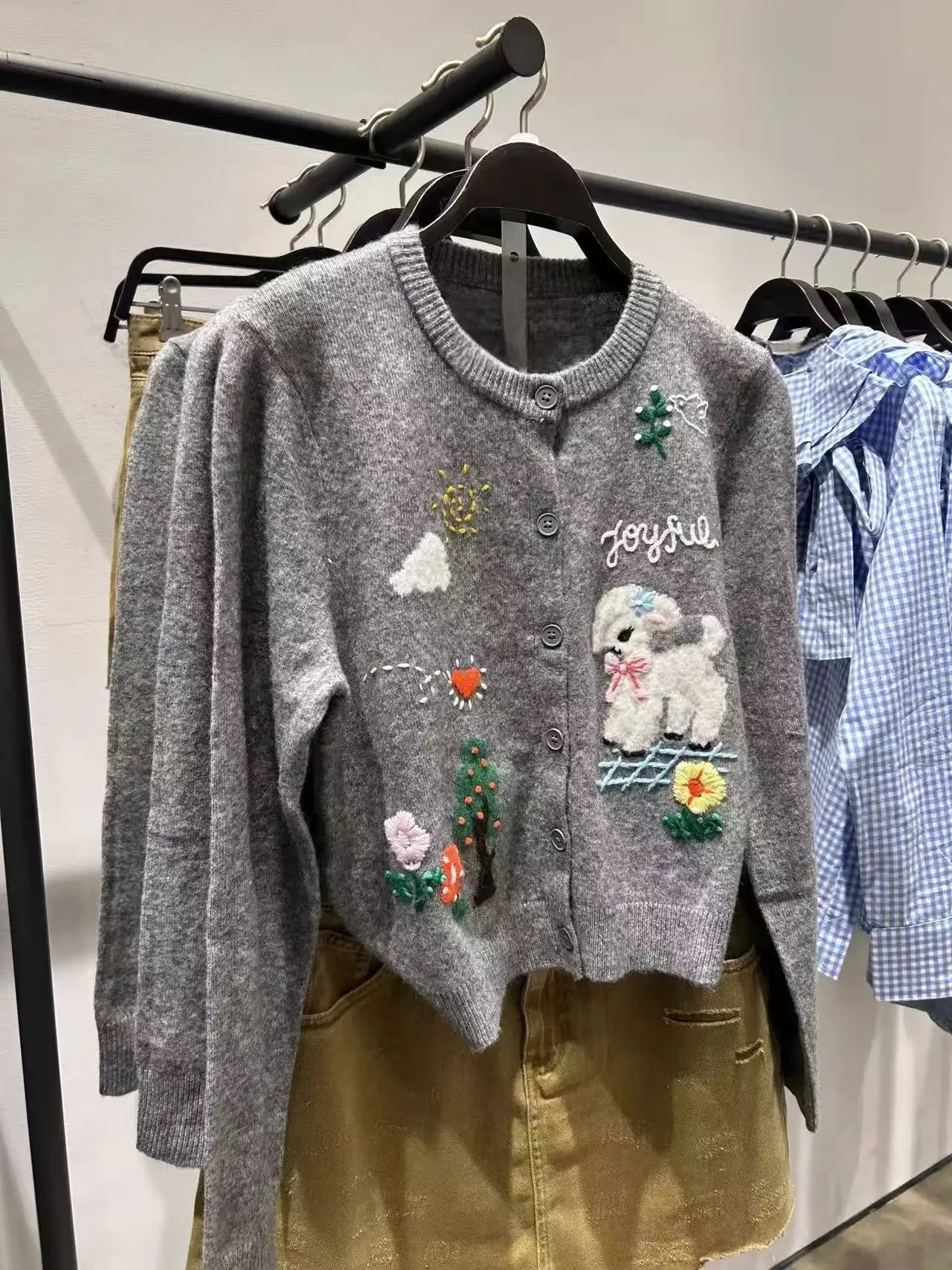 

Autumn Winter New Women's Clothing Fashion Versatile Loose O-Neck Long Sleeve Knitted Cardigan Plush Lamb Sweet Sweater Coats