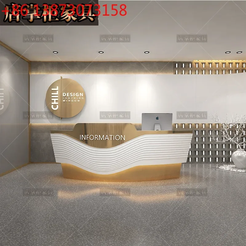 

Bar checkout page Simple modern clothing store Barber shop Light luxury front desk Reception desk9344